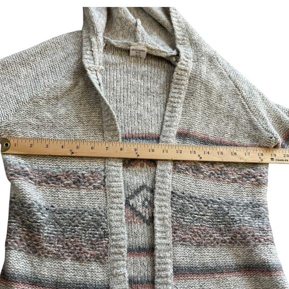 Abercrombie Kids Hooded Open Front Knit Cardigan Sweater Gray Stripe 13/14 - Picture 8 of 10